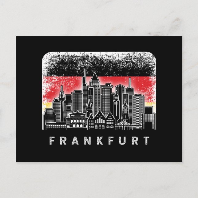 Carte Postale Paysage de Francfort Allemagne Drapeau allemand vi (Devant)