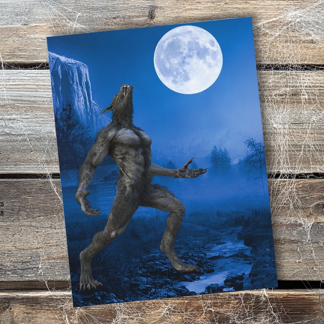 Carte Postale Paysage de la lune de werewolf halloween (Créateur téléchargé)