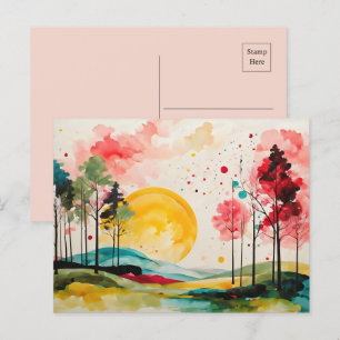 Carte Postale Paysage de l'aquarelle d'automne serene