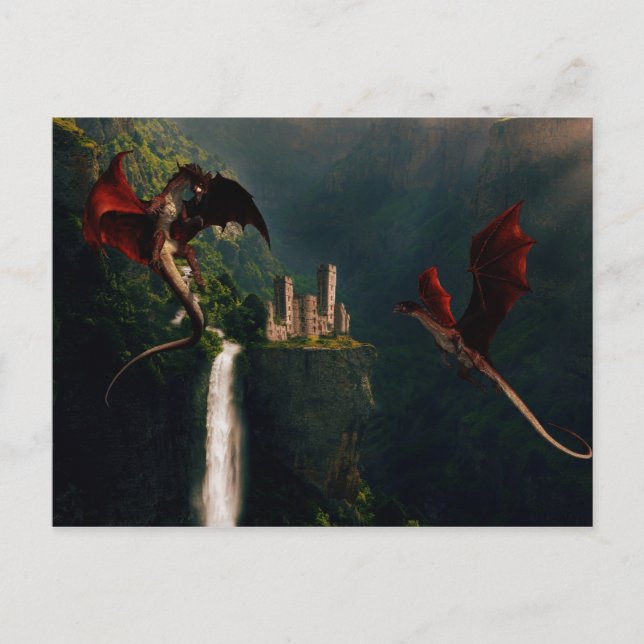 Carte Postale Paysage de l'Imaginaire du château des Dragons rou (Devant)