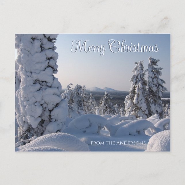 Carte Postale Paysage de neige pittoresque Joyeux Noël (Devant)