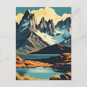 Carte Postale Paysage de Patagonie dans le style d'affiche de vo