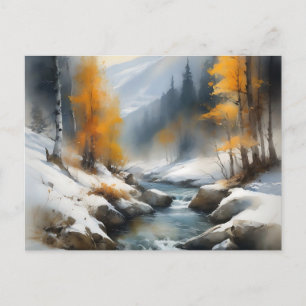Carte Postale Paysage de rivière d'hiver serein