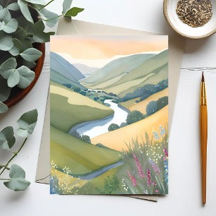 Carte Postale Paysage de Rolling Hills   Aquarelle magnifique