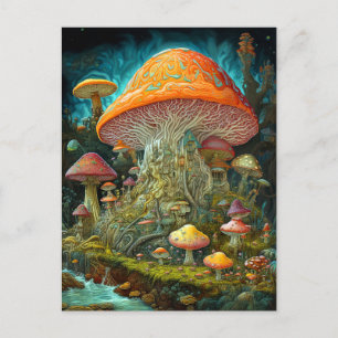 Carte Postale Paysage des champignons Art des Imaginaires surréa