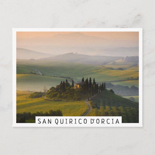 Carte Postale Paysage des collines toscanes au lever du soleil (Devant)