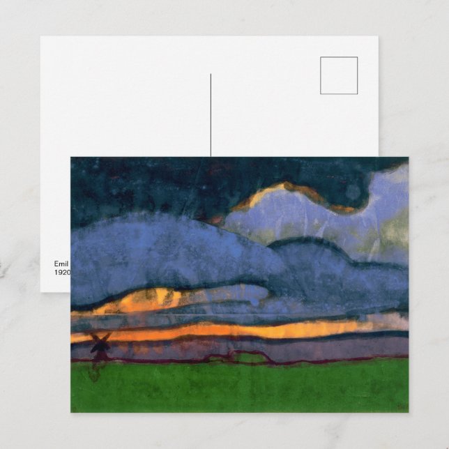 Carte Postale Paysage des marais avec moulin | Emil Nolde | (Devant / Derrière)
