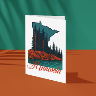 Carte Postale Paysage du Minnesota vintage - Retro Forest x Rock