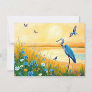 Carte Postale Paysage Fleur sauvage du coucher de soleil du Gran