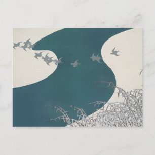 Carte Postale paysage fluvial japonais oiseaux vintages traditio