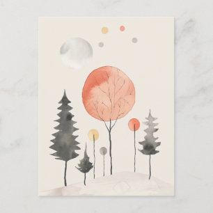 Carte Postale Paysage forestier Aquarelle Jour des terres minima