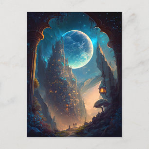 Carte Postale Paysage futuriste du château d'Imaginaire