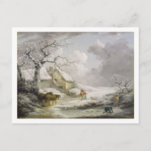 Carte Postale Paysage hivernal avec des hommes qui font des vagu