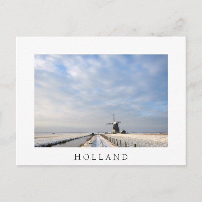 Carte Postale Paysage hivernal avec neige et moulin à vent en Ho (Devant)