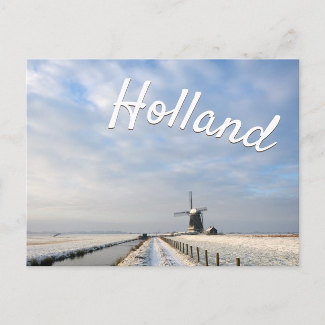 Carte Postale Paysage hivernal avec neige et moulin à vent en Ho (Devant)
