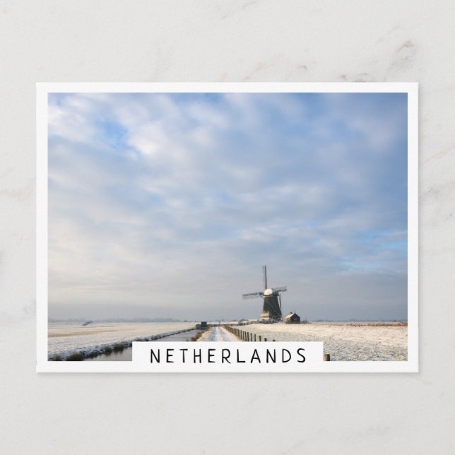 Carte Postale Paysage hivernal avec neige et moulin à vent en Ho (Devant)