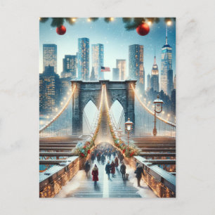 Carte Postale Paysage hivernal. Pont de Brooklyn - New York
