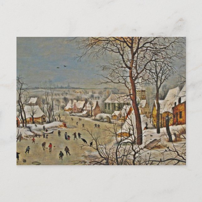 Carte Postale Paysage hivernal sur un étang aux oiseaux (Devant)