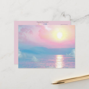 Carte Postale Paysage magique au coucher du soleil rose, romanti