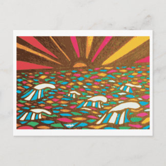 Carte Postale Paysage Marin au Lever du Soleil Pop Art