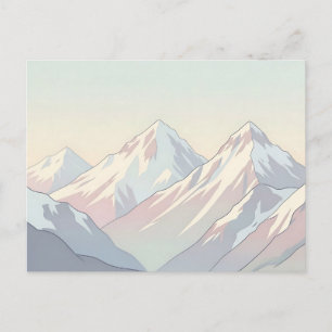 Carte Postale Paysage minimaliste de montagnes aux couleurs past