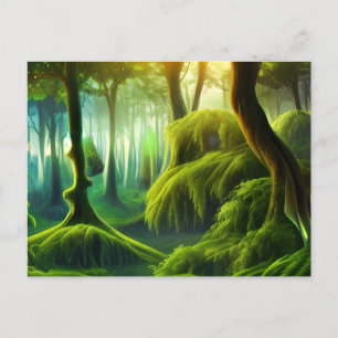 Carte Postale Paysage mystique de la forêt verte