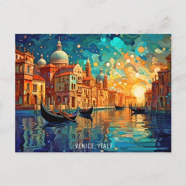 Carte Postale Paysage peinture Canaux de Venise Italie Travel Ar (Devant)
