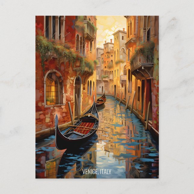 Carte Postale Paysage peinture Canaux de Venise Italie Travel Ar (Devant)