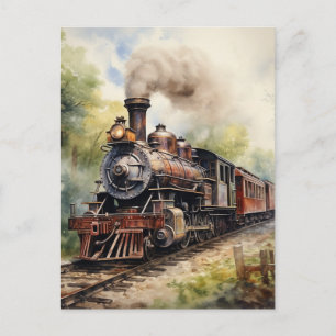 Carte Postale Paysage pittoresque avec un train victorien