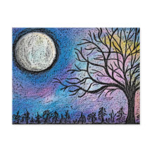Paysage Super Lune & Arbre