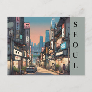 Carte Postale Paysage urbain asiatique Voyage Corée du Sud Vinta
