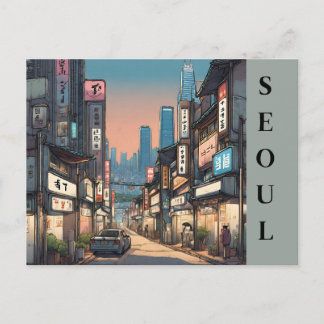 Carte Postale Paysage urbain asiatique Voyage Corée du Sud Vinta