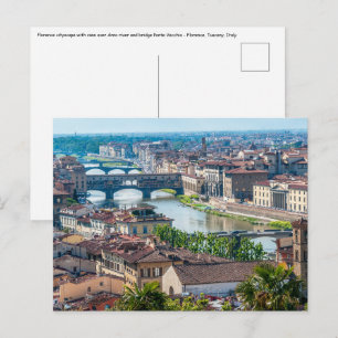 Carte Postale Paysage urbain de Florence - Pont Vecchio sur l'Ar