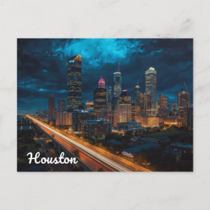 Carte Postale Paysage urbain de Houston Texas la nuit