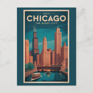 Carte Postale Paysage urbain de la ville ventée de Chicago Illin