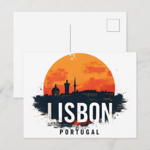 Carte Postale Paysage urbain de Lisbonne Portugal - Art de voyag
