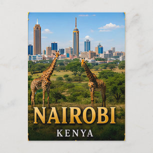 Carte Postale Paysage urbain de Nairobi et aventure faunique