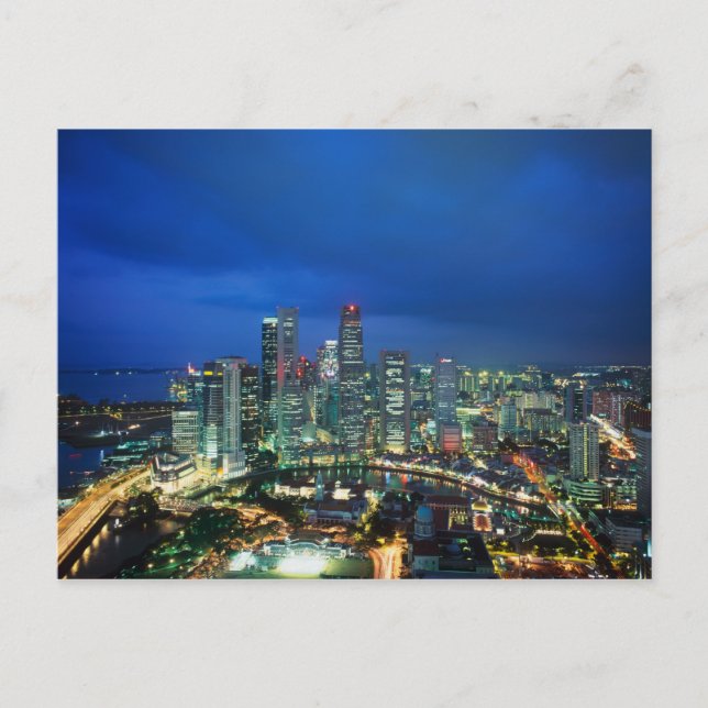 Carte Postale Paysage urbain de Singapour la nuit, Singapour (Devant)