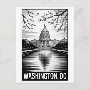Carte Postale Paysage urbain de Washington DC en noir et blanc e