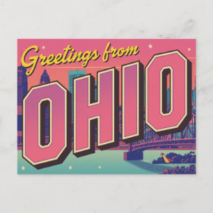 Carte Postale Paysage urbain d'Ohio dans le style Pop Art
