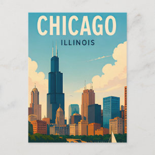 Carte Postale Paysage urbain du centre-ville de Chicago Illinois