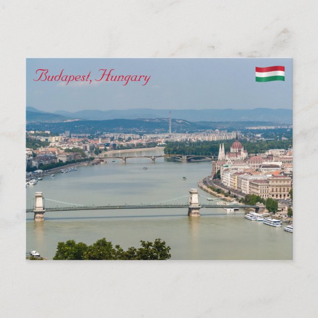 Carte Postale Paysage urbain du Danube à Budapest - Hongrie (Devant)