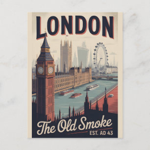 Carte Postale Paysage urbain Rétro Londres Angleterre Voyage