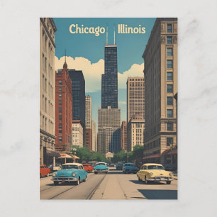 Carte Postale Paysage urbain vintage de la ville de Chicago Illi