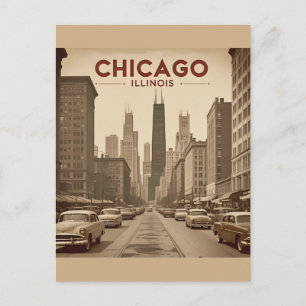 Carte Postale Paysage urbain vintage de la ville de Chicago Illi