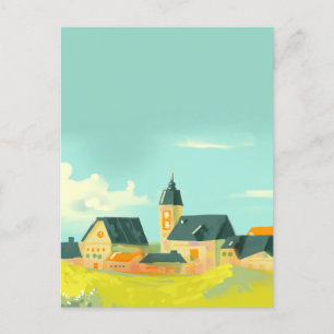 Carte Postale Paysage vert nature et maisons