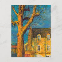 Paysage Vieil Arbre Maison Jaune Normandie France