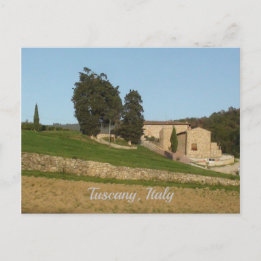 Carte Postale Paysage vinicole rustique dans les tons orToscane 