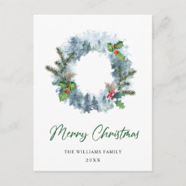 Carte Postale Paysage Wreath Christmas Holly Berry Holiday