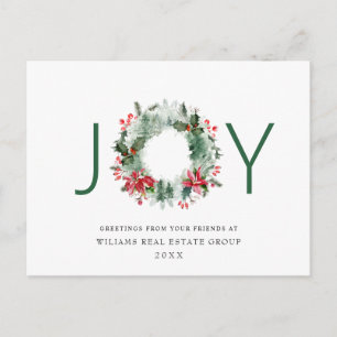 Carte Postale Paysage Wreath Holly Berry Pine Forest Noël